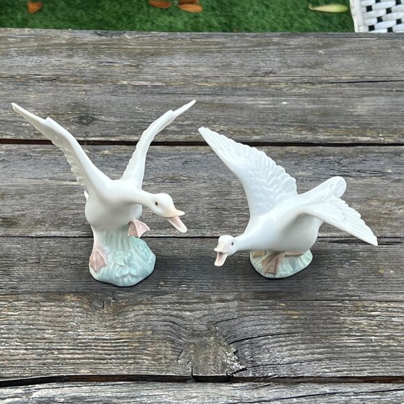 Lot 2 Lladro Duck Goose Geese Figurines Flying Taking Flight 1264 & 1265 Vintage - Picture 2 of 14